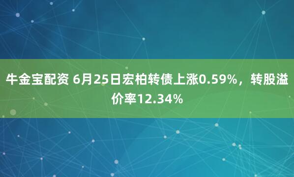 牛金宝配资 6月25日宏柏转债上涨0.59%，转股溢价率12.34%