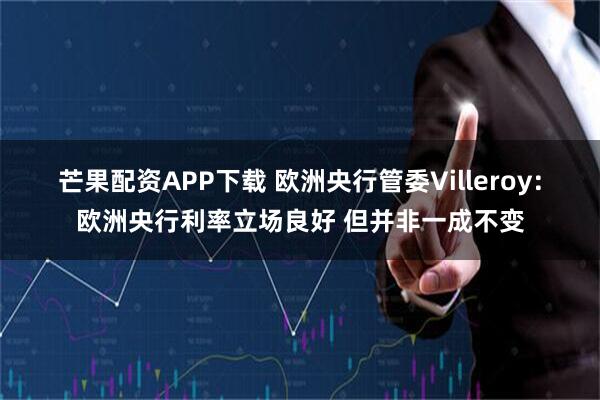 芒果配资APP下载 欧洲央行管委Villeroy：欧洲央行利率立场良好 但并非一成不变